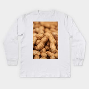 pile,peanuts,whole,board,nutty,bunch,macro,closeup,nut,fruits,ingredient,healthy,food,organic,diet,vegetarian,tasty,nuts,nutrition,brown,natural,snack,fresh,nature,dry,raw,seed Kids Long Sleeve T-Shirt